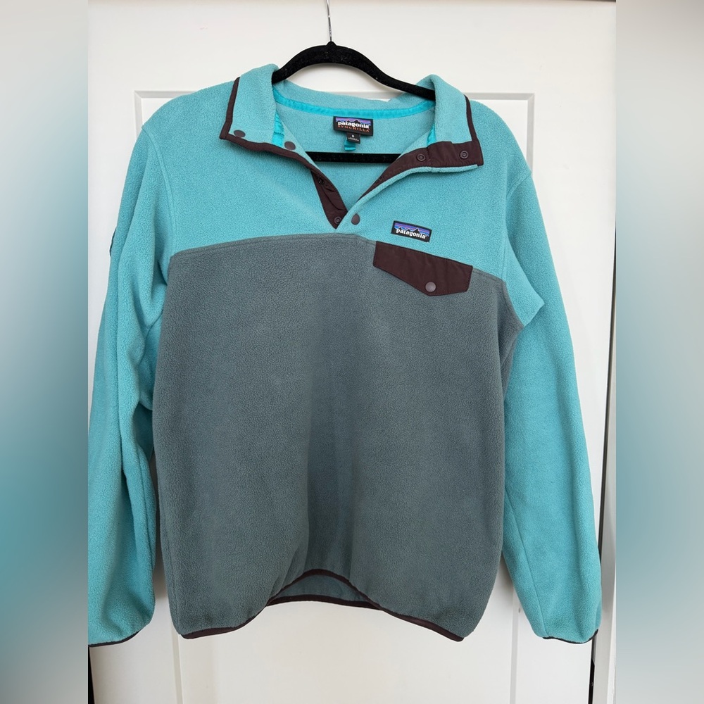 Patagonia Teal and Blue Snap-T Fleece Pullover REI Conservation Alliance
